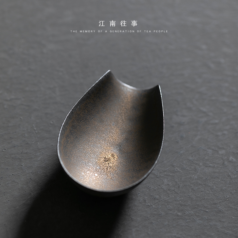 Jiangnan tea tea accessories fine gold lotus past rhyme ceramic kung fu tea tea, tea spoon teaspoon of tea tool