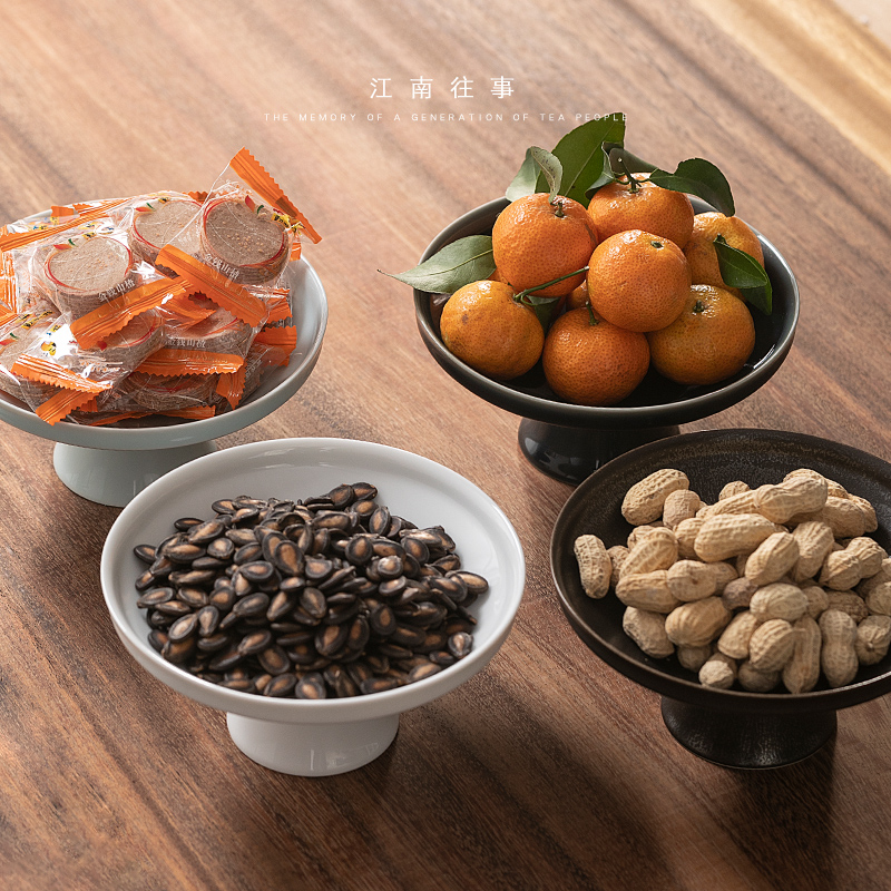 Jiangnan tea tray compote tea Chinese style restoring ancient ways past ceramic high home sitting room tea fruit nut plate