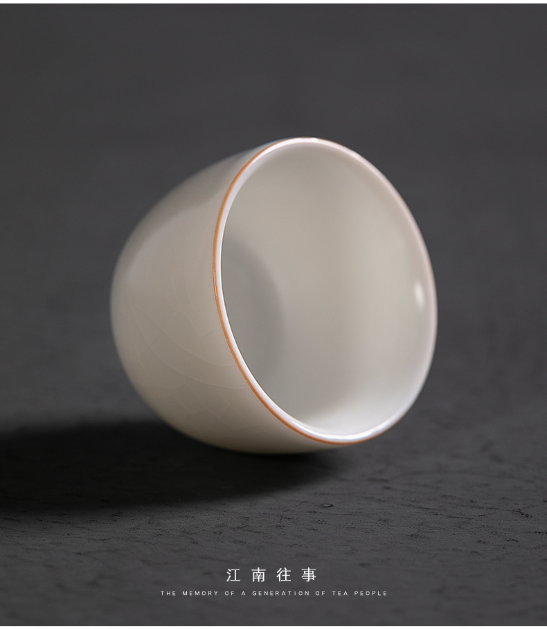 Jiangnan small masters cup white porcelain cups past your up embellish ku cup Chinese kung fu tea tea sample tea cup