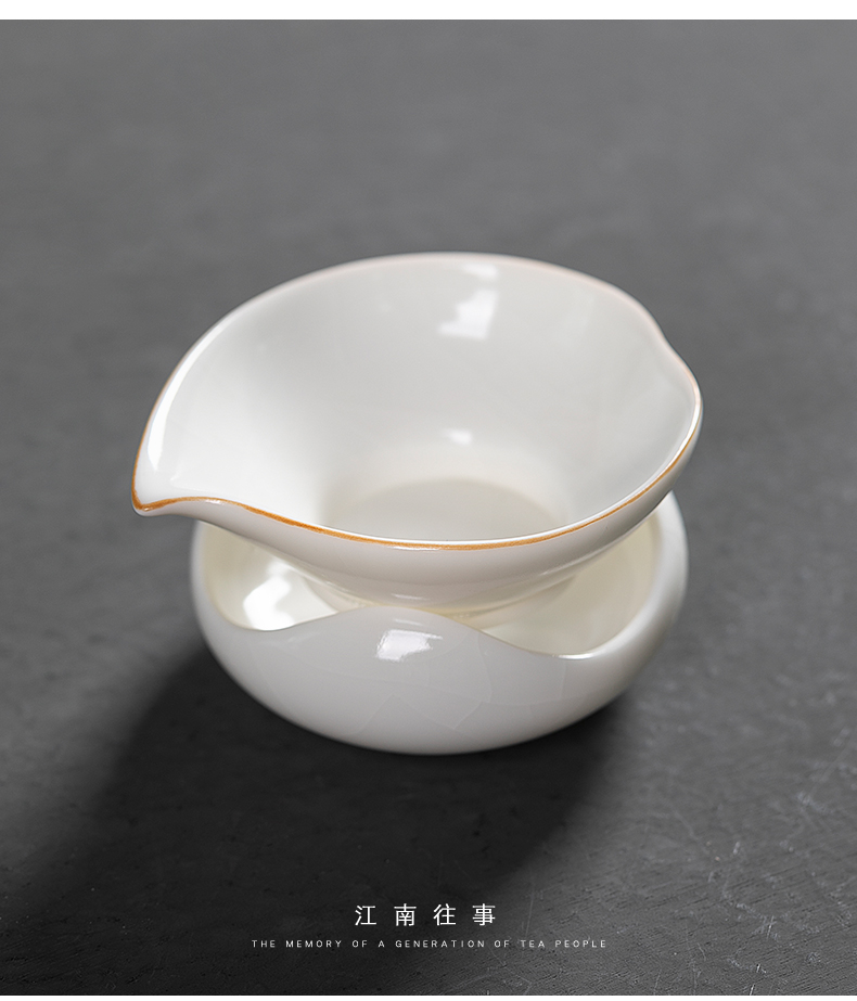 Jiangnan past white porcelain slice open your up kung fu tea tea tea accessories about jade fat) filter about tea