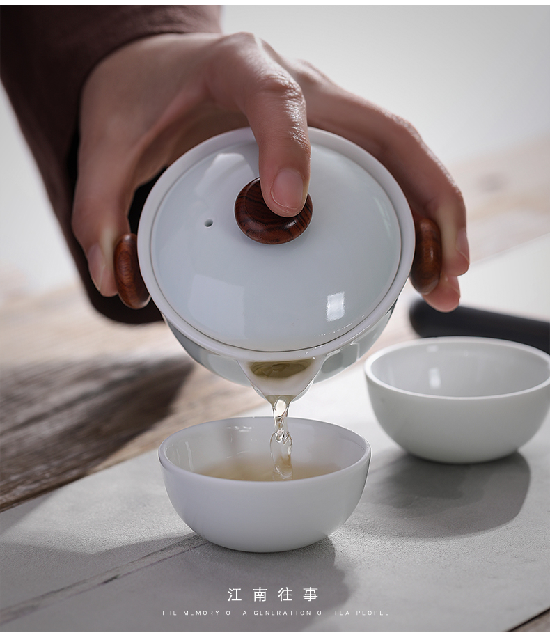 Jiangnan past white porcelain kung fu tea sets, small ceramic teapot teacup a pot of four cups of the home office