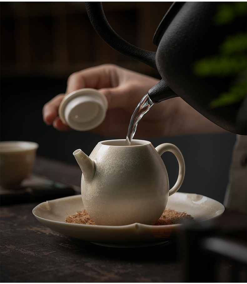 Jiangnan hand past the teapot suit household wood dust dragon egg pot ceramic kung fu tea set single pot little teapot