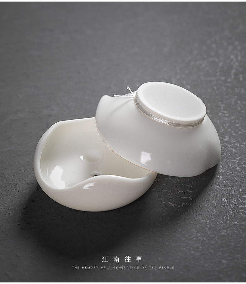 Jiangnan past white porcelain slice open your up kung fu tea tea tea accessories about jade fat) filter about tea