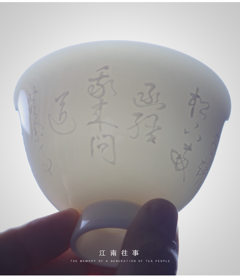 Jiangnan to suggest handwritten calligraphy tureen past a single white porcelain tureen kung fu tea set household under the glaze color tea cup