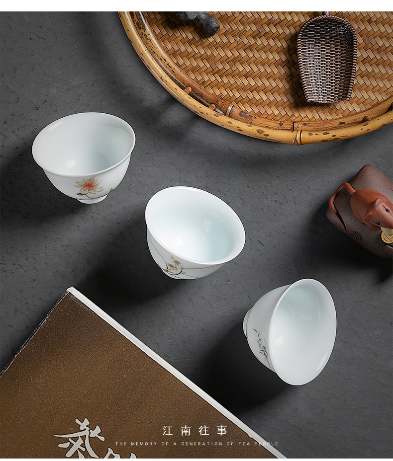 Jiangnan kung fu noggin past innocence koubei ceramic white porcelain of a single small tea cups, sample tea cup bowl