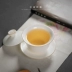 Giang Nam vừa qua sứ trắng bọc bát teacup kung fu trà bát gốm đặt lò nung nắp bát mở chén trà ba chén - Trà sứ