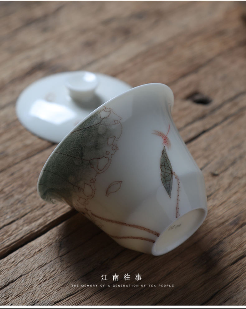 Jiangnan jingdezhen past manual glair chunxiao yulan tureen kung fu tea cups little tea bowl of household