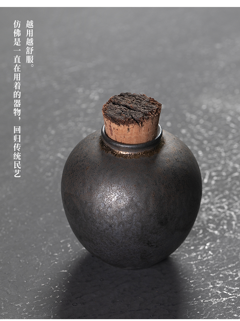 Jiangnan past coarse pottery tea pot gold iron glazed pottery ceramic pot Chinese lawsuits storage tank receives the seal