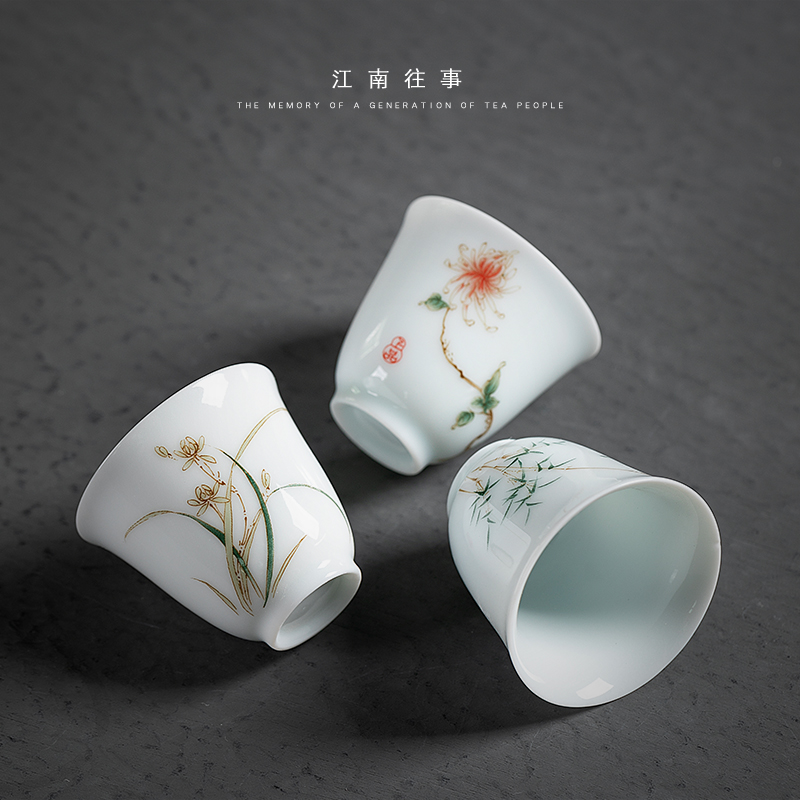 Jiangnan kung fu small ceramic sample tea cup god of a cup of tea cups past a small glass bowl with a single single CPU fullness