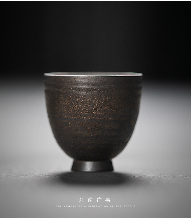 Jiangnan hand past retro kung fu tea cups undressed ore rust glaze ceramic sample tea cup goblet master cup single CPU