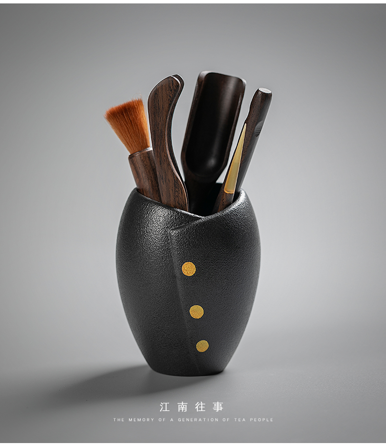 Jiangnan kung fu tea accessories ceramics past Japanese tea taking tea tray was furnishing articles 6 gentleman suit ebony combination