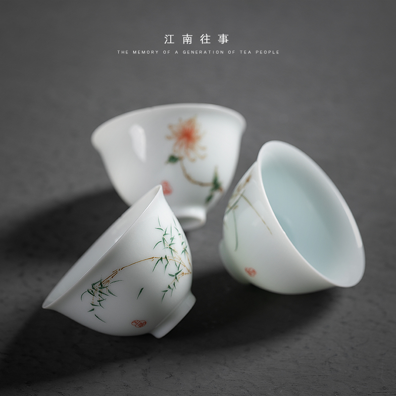 Jiangnan kung fu noggin past innocence koubei ceramic white porcelain of a single small tea cups, sample tea cup bowl