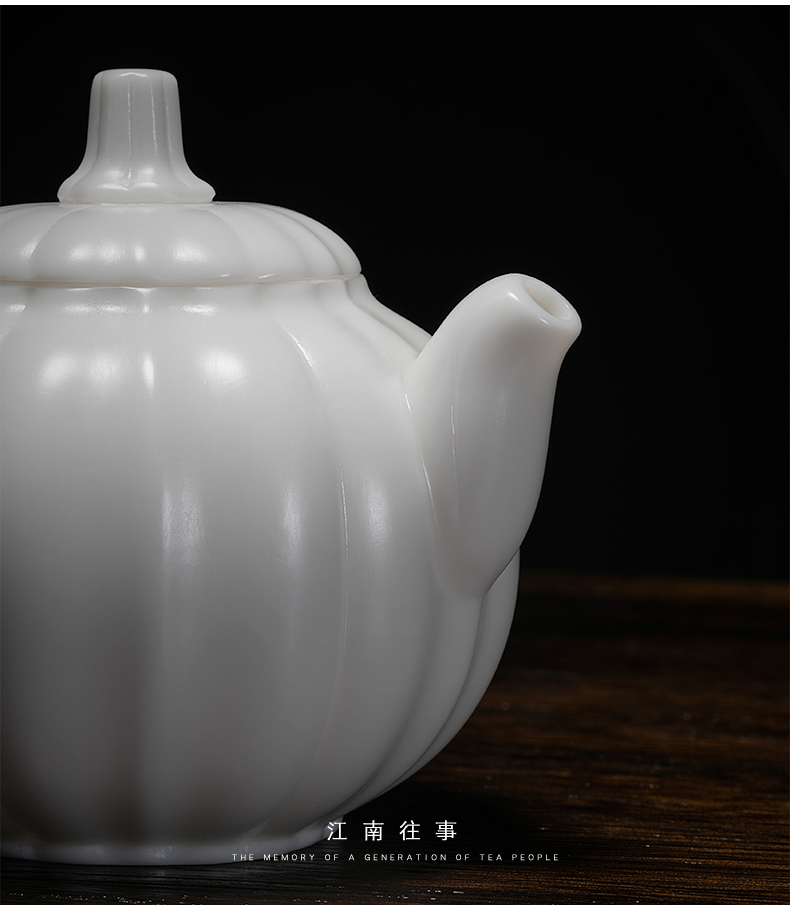 Jiangnan past dehua ceramic teapot suet jade Chinese white pumpkin pot of kung fu tea teapot gift boxes