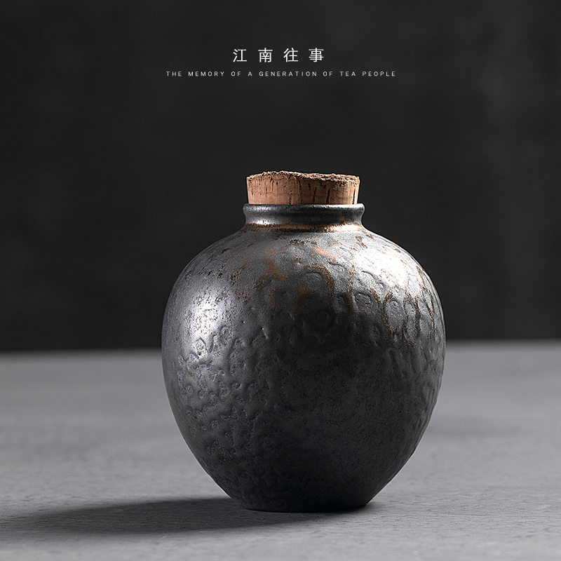 Jiangnan past coarse pottery tea pot gold iron glazed pottery ceramic pot Chinese lawsuits storage tank receives the seal