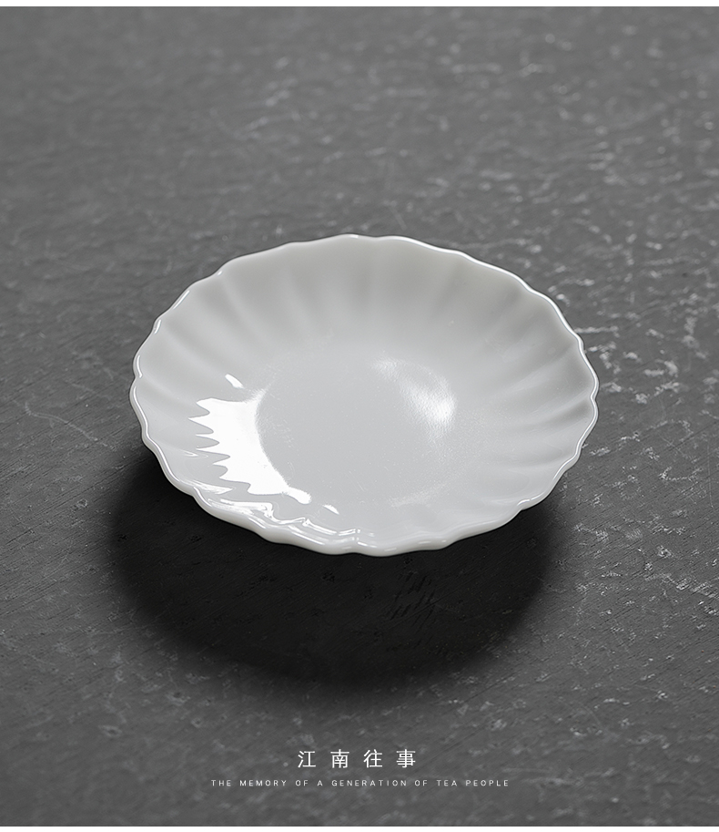 Jiangnan tea cup mat past kung fu tea tea accessories high white porcelain teacup pad tea cup saucer