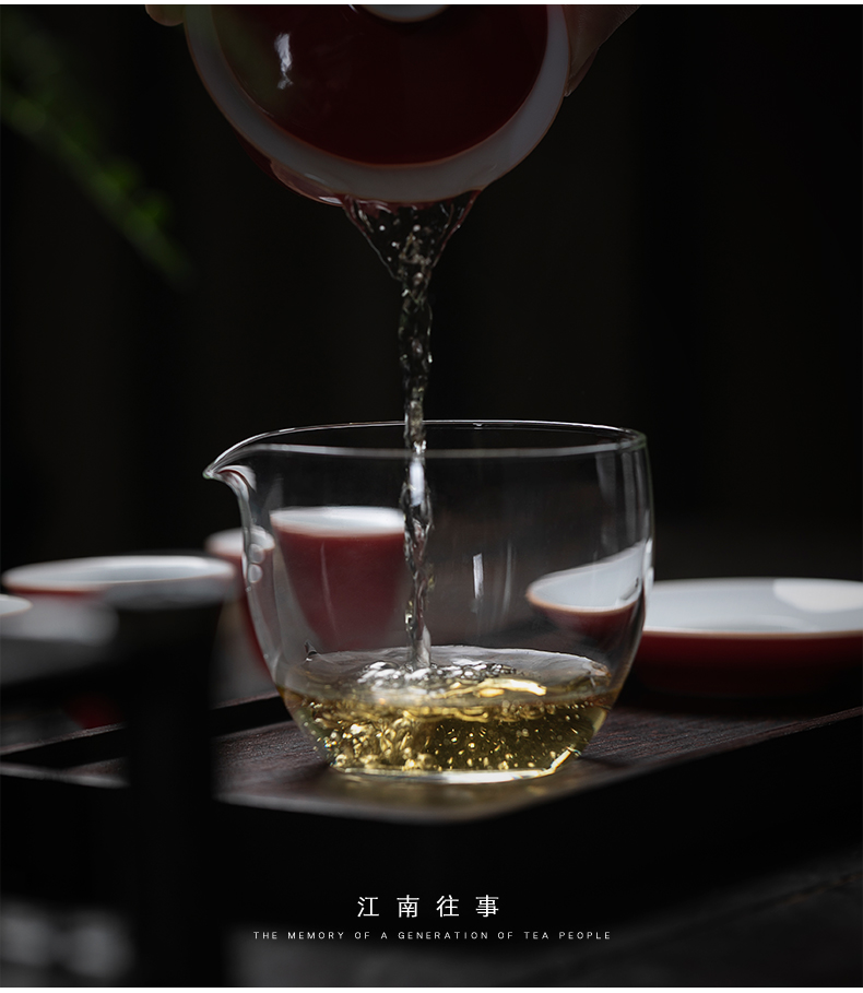 Small jiangnan past kung fu tea set ji red tureen household contracted tea gift set ceramic cups tea cup