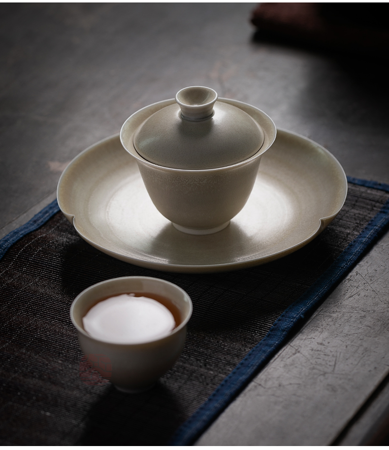 Jiangnan hand pot past bearing dust firewood ceramics kung fu tea accessories tea saucer bearing dry plate dry dip