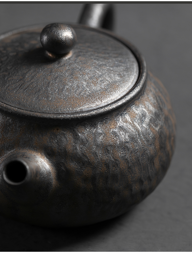 Jiangnan tea kettle past ceramic kung fu tea set coarse pottery pot of gold hammer zen household single pot of tea