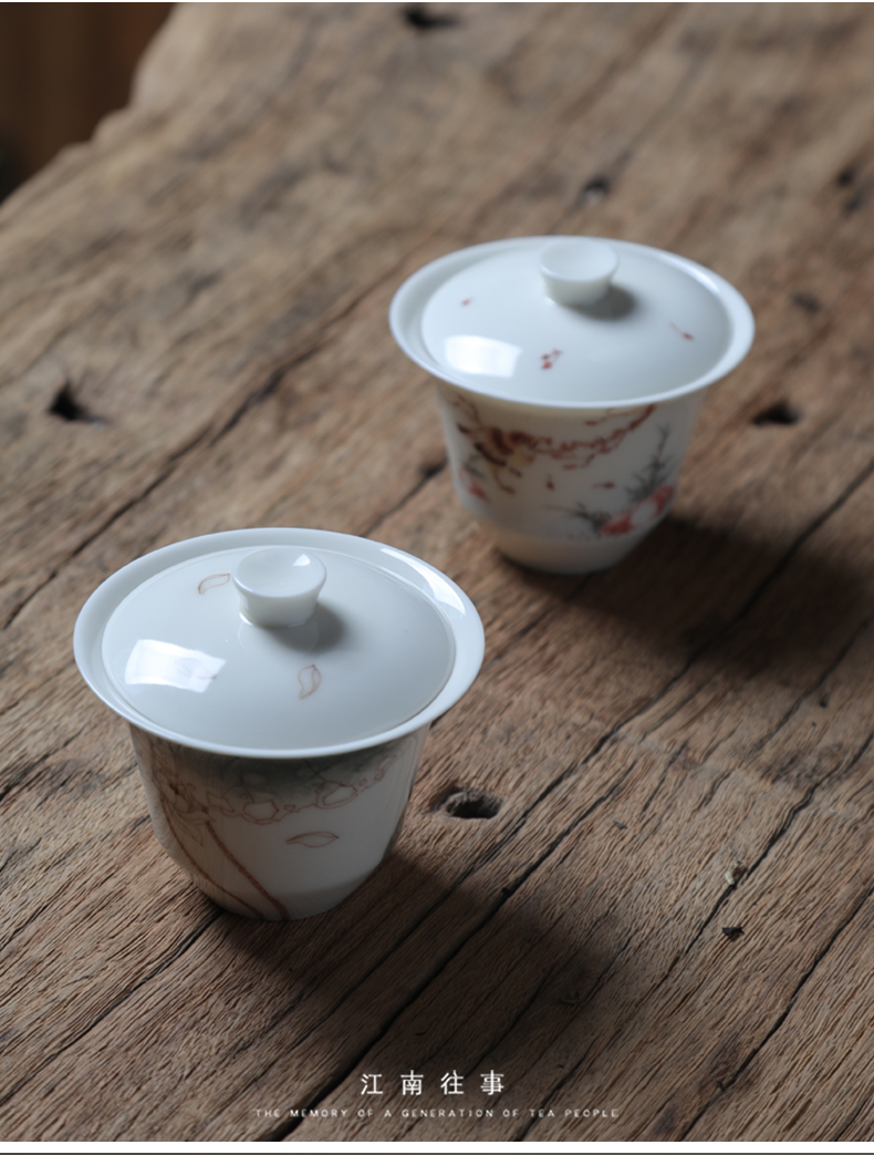 Jiangnan jingdezhen past manual glair chunxiao yulan tureen kung fu tea cups little tea bowl of household