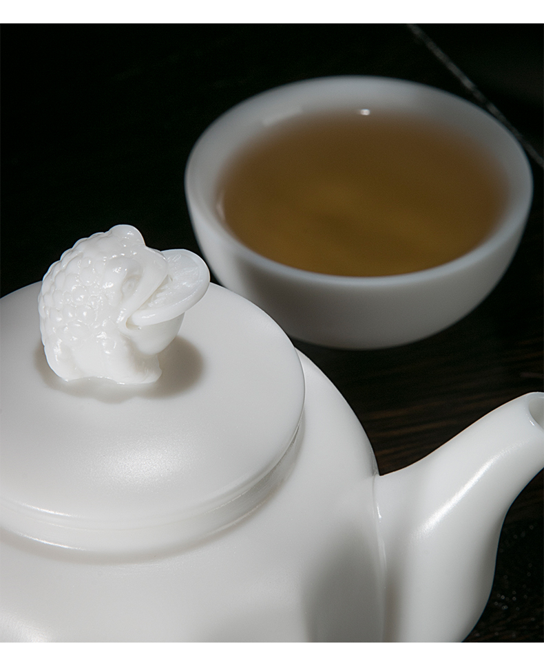 Jiangnan past small ceramic teapot Chinese white lucky spittor pot of white porcelain kung fu tea set and household teapot single pot