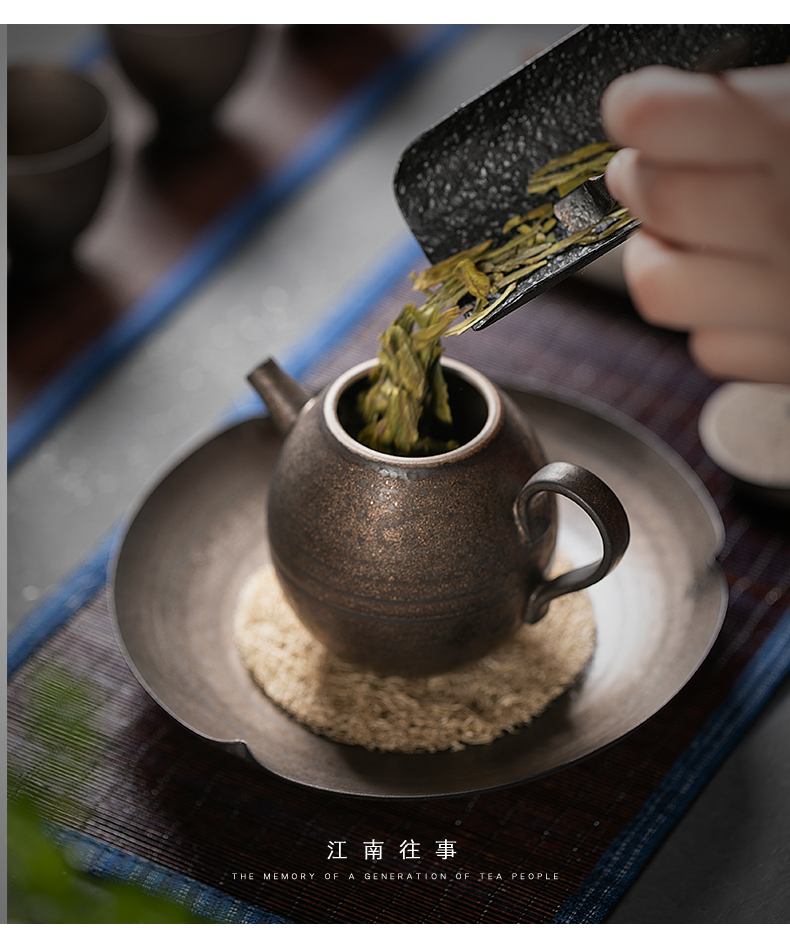 Jiangnan past retro manually rust glaze teapot kung fu tea set household ceramic tea set teapot teacup