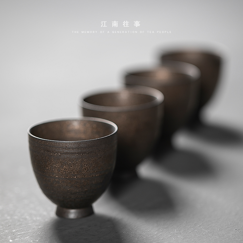 Jiangnan hand past retro kung fu tea cups undressed ore rust glaze ceramic sample tea cup goblet master cup single CPU