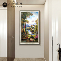 Hand-painted oil painting fawn oil painting porch decorative painting cornucopia European vertical corridor backer mountain landscape painting customization