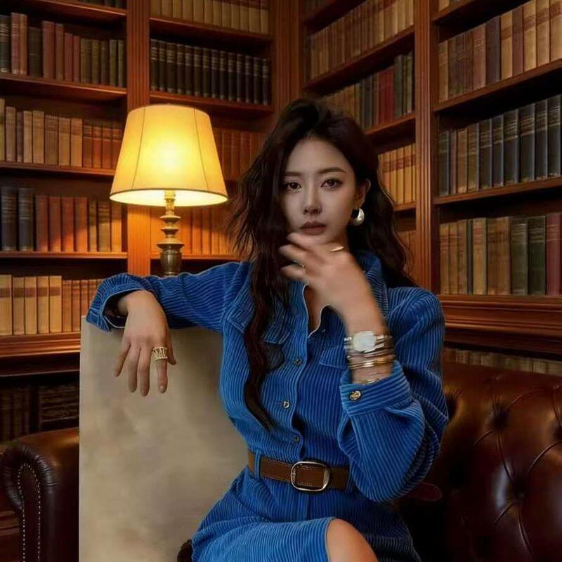 Gorgeous Blue Shirt Dress for Women, 2026 Spring and Autumn Season, High-End Commuter Style, Elegant and Slimming Dress Gorgeous Blue Shirt Dress for Women, 2026 Spring and Autumn Season, High-End Commuter Style, Elegant and Slimming Dress