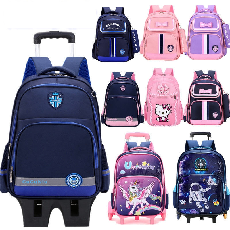 Children's Ralever schoolbags Three to six grade elementary school students boys girls high school students large capacity with wheel ultralight bag