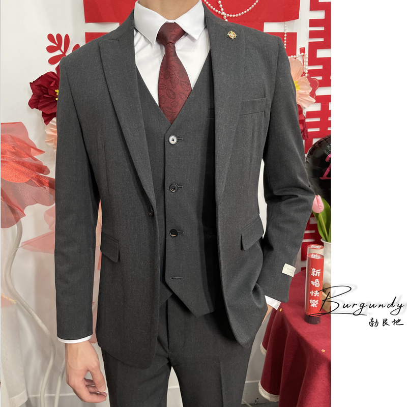 Burgundy High-End Suit Set for Men, Groom's Wedding Attire, Business Suit, Professional Formal Fit # 96542 Burgundy High-End Suit Set for Men, Groom's Wedding Attire, Business Suit, Professional Formal Fit # 96542