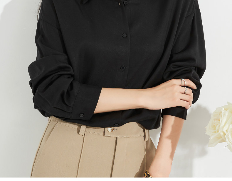 Осенняя рубашка, белая куртка, V-образный вырез, свободный крой, французский стиль 