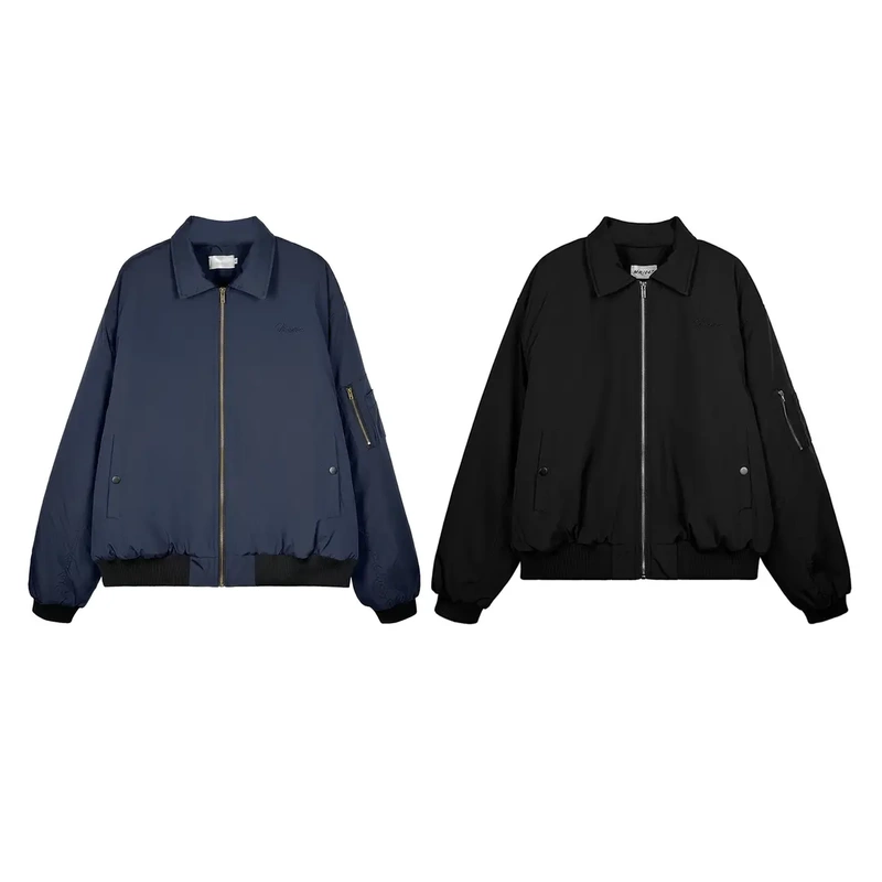 Saiw American-Style Awrb Retro Lapel Flight Jacket Cotton Bomber【Cr】Ma1 Warm Vibe Coat