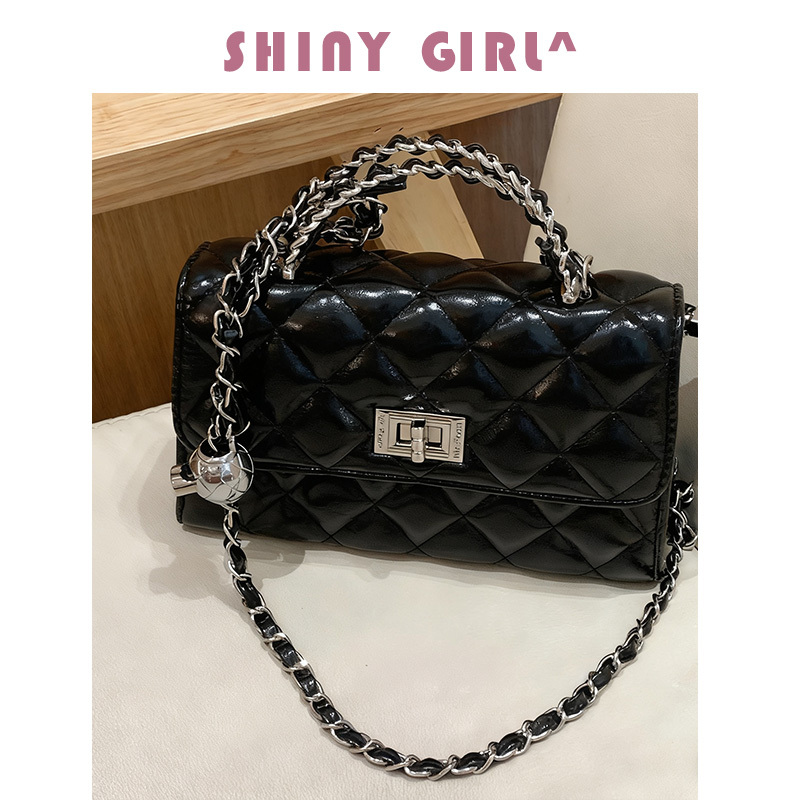 Shinygirl Small Chanel-Style Quilted Chain Bag, High-End Handbag, Textured Crossbody Bag