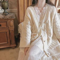 MOBAI fairy and pure with brooch lazy gentle wind in the long spring and autumn sweater jacket loose retro Korean women