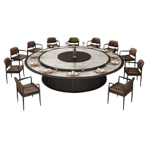 Hotel Dining Table Big Round Table Electric Turntable 15 Personnes 20 Personnes Clubhouse Bag Room Villa Table Solid Wood Rock Plate Hotpot Table