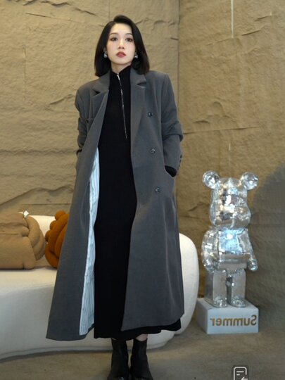 2024 Winter Lazy Style Knitted Sweater Dress, Long, High-End, Versatile, Slimming, Long-Sleeved Inner Layering Dress