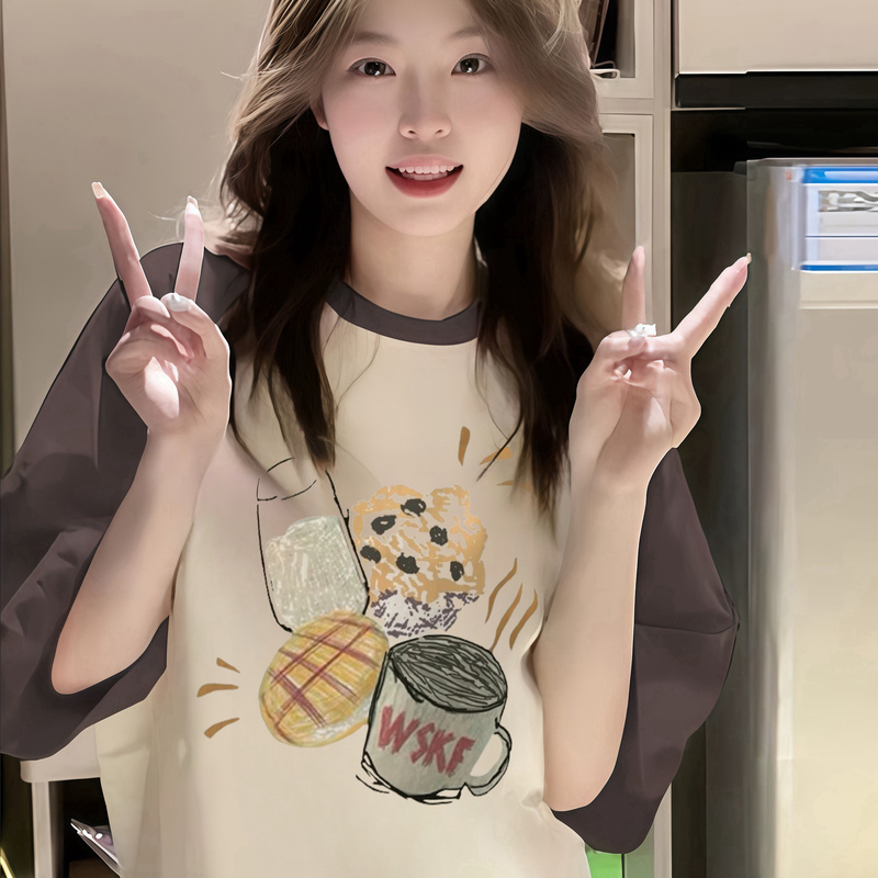 Color-Blocked Raglan Short-Sleeve T-Shirt for Girls, Summer 2026 New Popular Style, Junior High and High School College Style Half-Sleeve Top Color-Blocked Raglan Short-Sleeve T-Shirt for Girls, Summer 2026 New Popular Style, Junior High and High School College Style Half-Sleeve Top