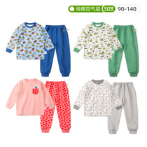 20 new childrens cotton underwear 2-piece air layer home clothes baby spring and autumn warm suit mens and womens autumn