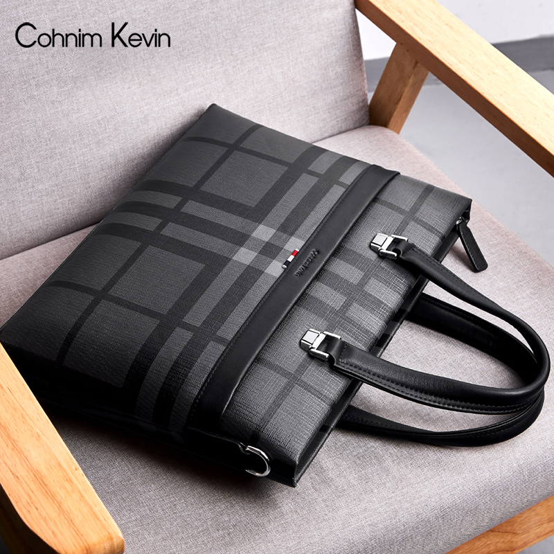 Cohnim Kevin handbag men on business briefcase business office men's big capacity bungalow leather casual
