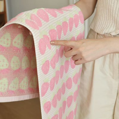 Ins-style strawberry bear print pure cotton soft face towel, all-cotton super soft absorbent household adult bath towel