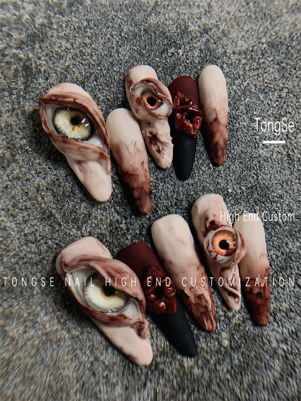 Halloween Style Cthulhu Dark Style 3D Embossed Eye Nail Art Devil's Eye Press-On Nails Halloween Style Cthulhu Dark Style 3D Embossed Eye Nail Art Devil's Eye Press-On Nails