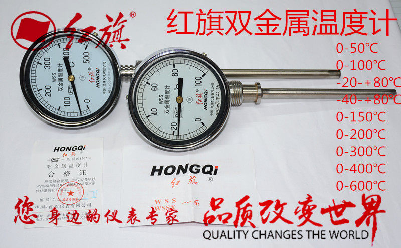 Manufacturer direct red flag meter for needle type double metal temperature gauge thermometer WSS-411 boiler pipe radial-Taobao