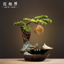 Zen ceramics Running water fountain ornaments Feng Shui fortune Living room wine cabinet desktop home decoration Creative welcome pine