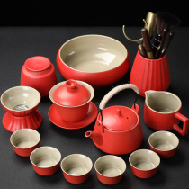 Wedding tea cup tea set Bowl kung fu tea set home creative wedding red tea set