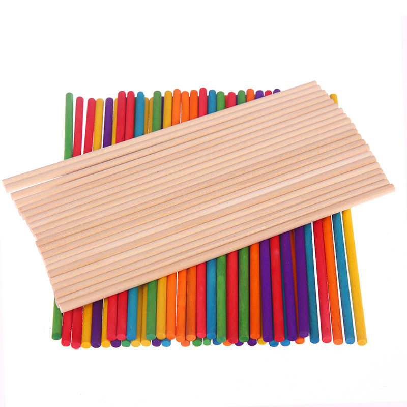 Round Wood Stick Diy Hand Model Round Stick Material Wood Strips Small House Kindergarten Children Arithmetic Stick Small Wooden Stick