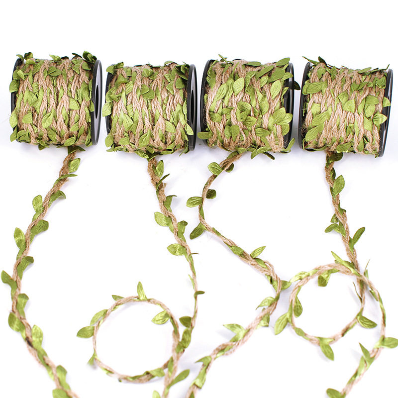 DIY emulated hemp rope rattan leaves nursery handmade wax thread Mori department Environmental decorations woven green leaf ropes