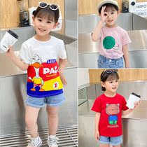 Childrens clothing boys Lycra cotton short sleeve T-shirt 2021 new childrens summer short sleeve base shirt female baby Summer tide