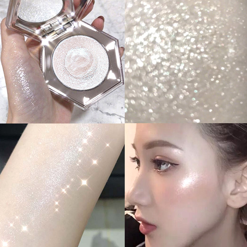 Rihanna diamond high-gloss repair plate brightening glitter pearl powder cake fairy high-gloss mashed potato texture unicorn