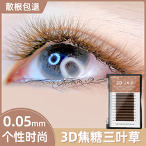 Caramel colour 3 Leaf grass 3D One second flowering grafted eyelash brown Y type yy automatically planted with mink curly colour dense