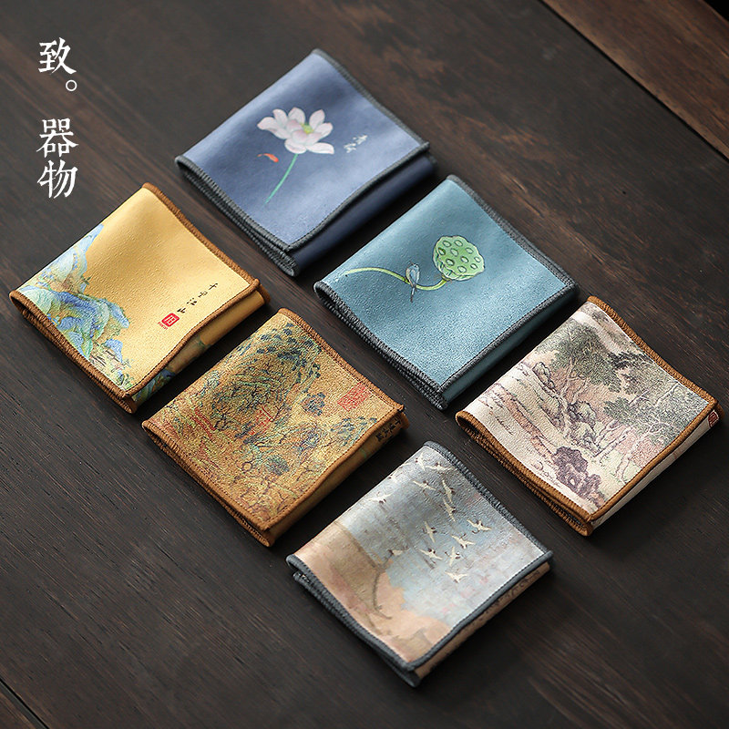 Tea person Small tea towels National Wind tea cloth Absorbent Thickened Tea Towel Tea Table Tea Table Cloth Zen for Nourishing Pot scarves-Taobao